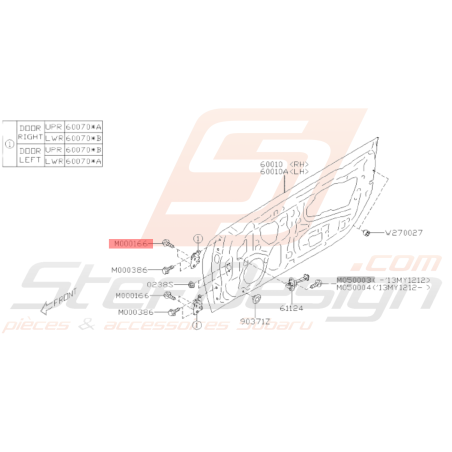 Vis Charnière de Porte Origine Subaru WRX STI 01-14 BRZ 13-1934001