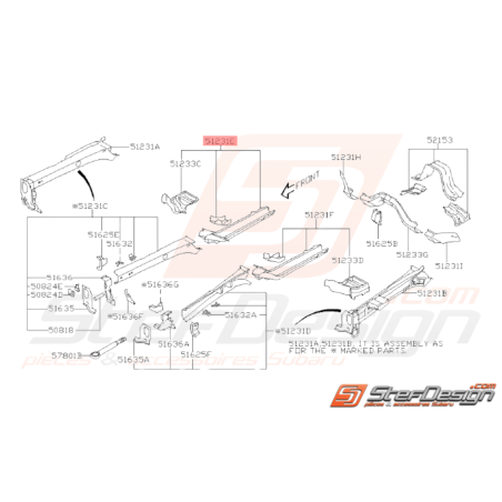 Longeron Avant (Partie Arrière) Origine Subaru WRX STI 2008 - 201434350