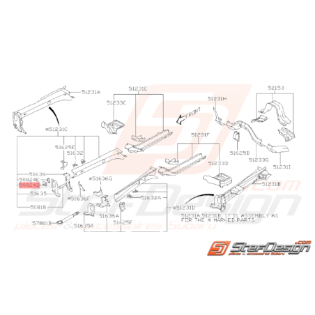 Tôle Fermeture Longeron Droit Origine Subaru WRX STI 2008 - 201434361