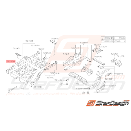 Plaque Arrière de Plancher Origine Subaru WRX STI 2008 - 201434425