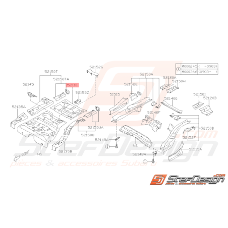 Plancher Arrière Origine Subaru WRX STI 2008 - 201034442