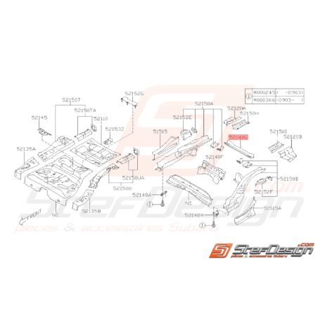 Traverse de Plancher Arrière Origine Subaru WRX STI 2011 - 201434469