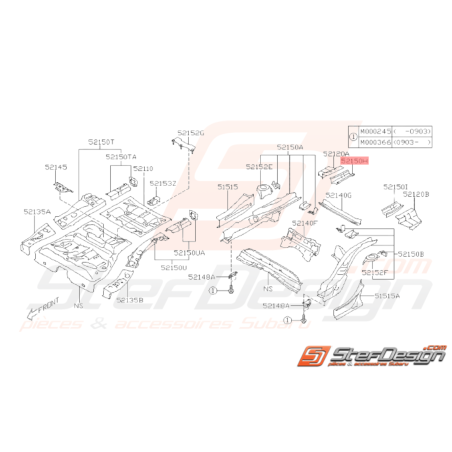 Tôle de Plancher Arrière Origine Subaru WRX STI 2008 - 201034474