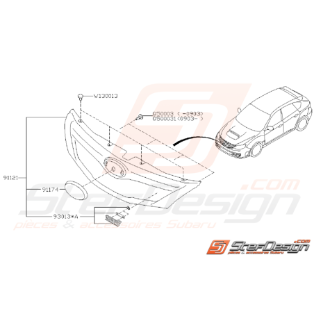 Schéma de Calandre Origine SUBARU STI 2008 - 201034621