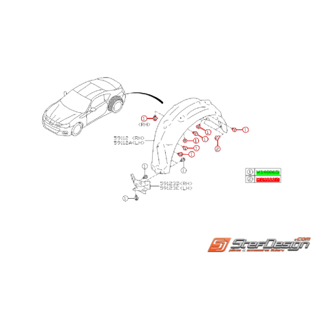 Kit de montage de pare boue arrière SUBARU BRZ / TOYOTA GT 8634657