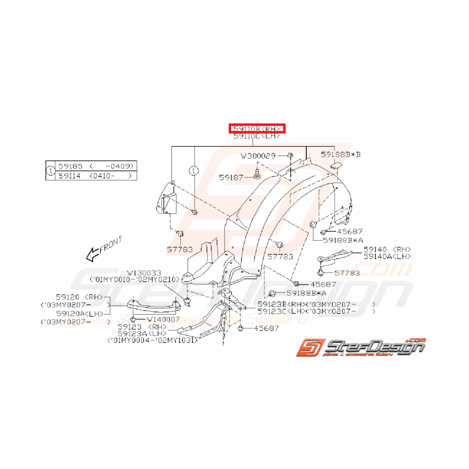 Vis pare boue arrière et de lame avant STI V6