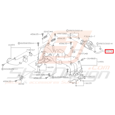 Durite d'eau de papillon d'admission Subaru GT 99-00 FORESTER 97-0235102