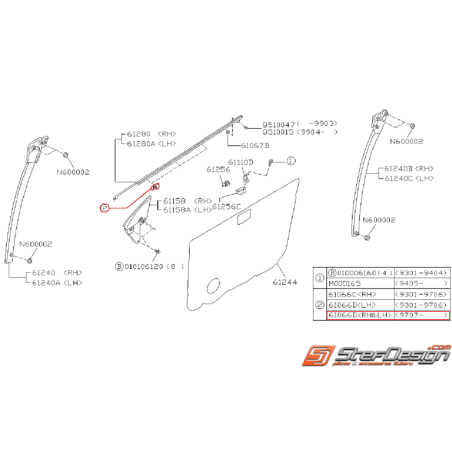 Clips joint d'étanchéité de porte  subaru GT 93-0035188