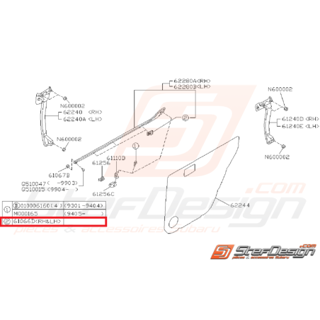 Clips joint d'étanchéité de porte  subaru GT 93-0035191