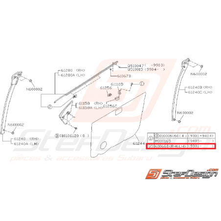 Clips joint d'étanchéité de porte  subaru GT 93-0035194