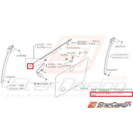 Clips joint d'étanchéité de porte  subaru GT 93-0035196