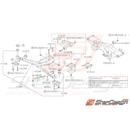 Schéma de Support de Pont Origine SUBARU GT 1997 - 199835368