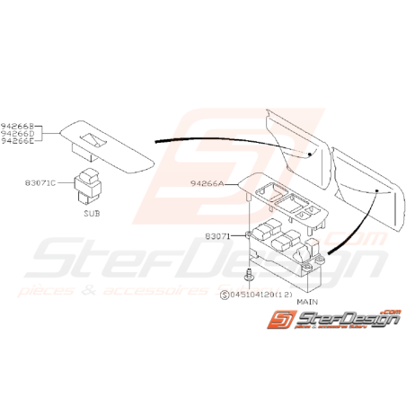 Schéma de Bouton Lève-vitre Origine SUBARU GT 1998 - 200035418