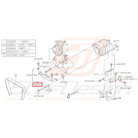 Cache courroie de DA Origine Subaru WRX STI 2001 - 200235481