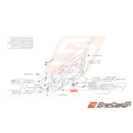 Arrêt de Porte Avant Origine Subaru WRX STI 2001 - 201435552