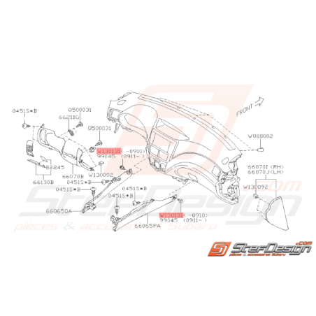 Agrafe Tableau de Bord Origine Subaru WRX STI 2008 - 10/200935629