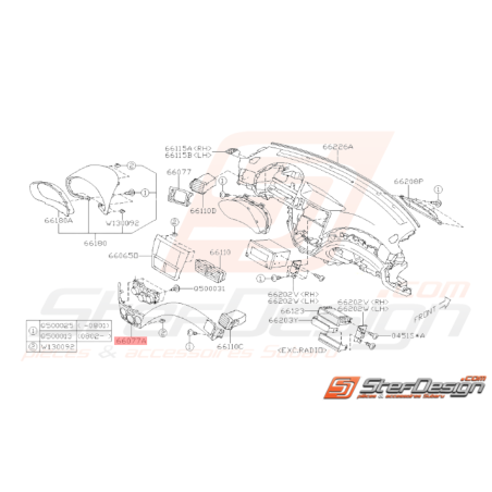 Garniture de Tableau de Bord Origine Subaru STI 2008 - 201035682