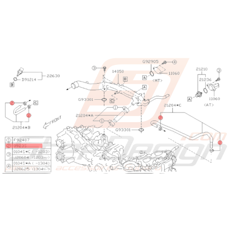 Attache tuyaux bouchon bypass Origine Subaru GT 93-00 WRX 01-10 STI 01-14 BRZ 13-19 FORESTER 97-0235831