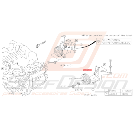 Support de Poulie Libre Origine Subaru BRZ 2013 - 201535979