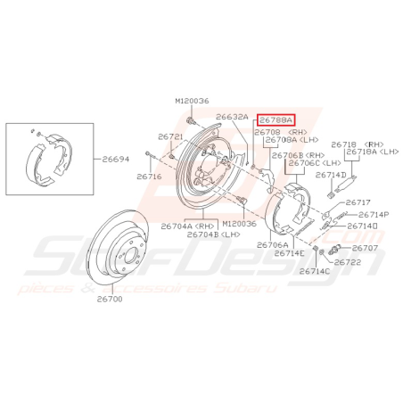 Rondelle frein arrière Origine Subaru Impreza GT 93-00 STI/WRX 01-14 FORESTER 97-0236022