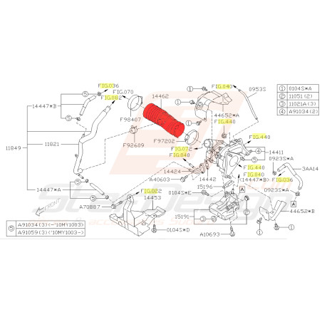 Conduit d'air admission pour Subaru Outback EJ20Z 201036315