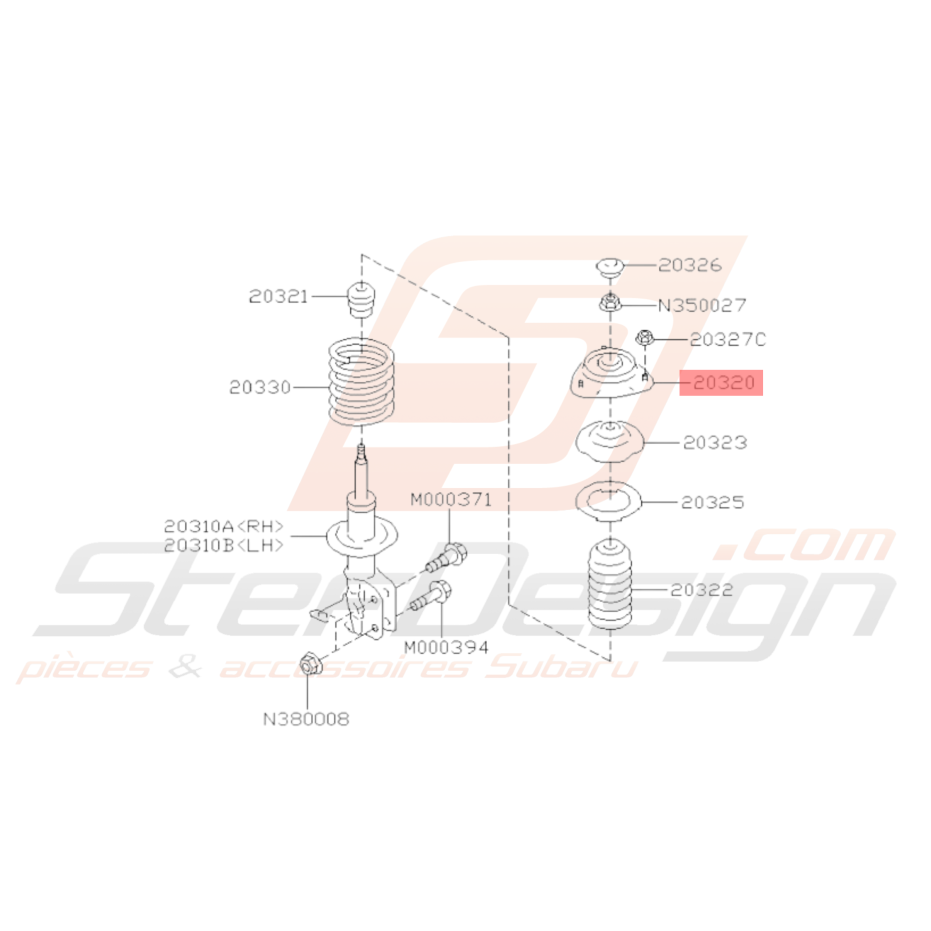 Coupelle d'amortisseur arrière origine SUBARU GT 93-00