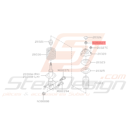 Écrou N°2 auto-bloquant Subaru Impreza GT WRX STI BRZ FORESTER36340