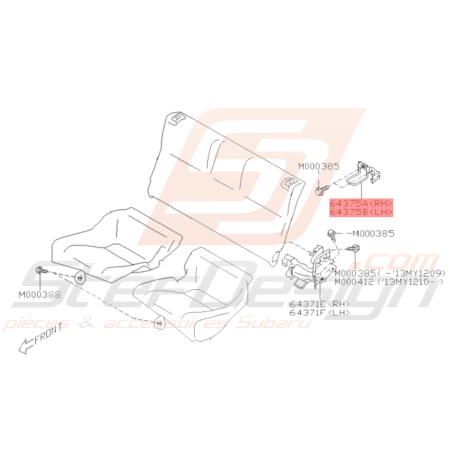 Charnière de Dossier Origine Subaru BRZ 2013-201936470