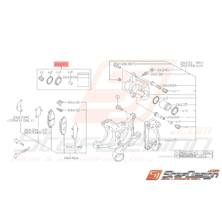 Kit de Joints d'étriers Arrière Origine Subaru BRZ 2013 - 201936530