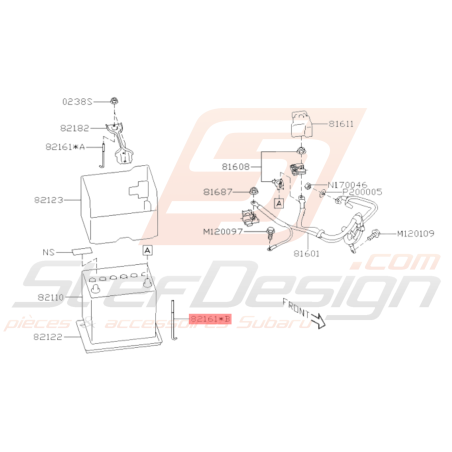 Fixation de batterie latérale SUBARU WRX STI 08-14 BRZ 13-1936556