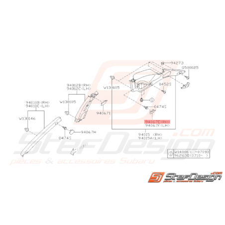 Cache Montant de Porte Origine Subaru WRX 2008 - 201036941