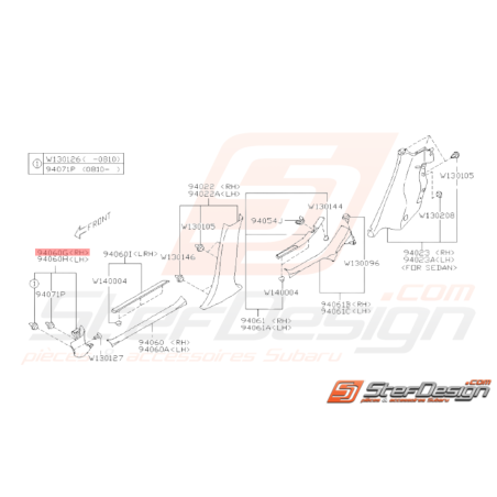 Couvercle Latéral Origine Subaru WRX STI 2009 - 201436952