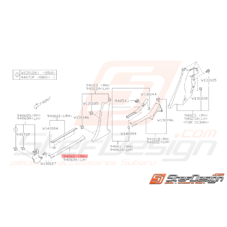 Couvercle Côté Bas de Marche Droit Origine Subaru WRX STI 2009 - 201436970