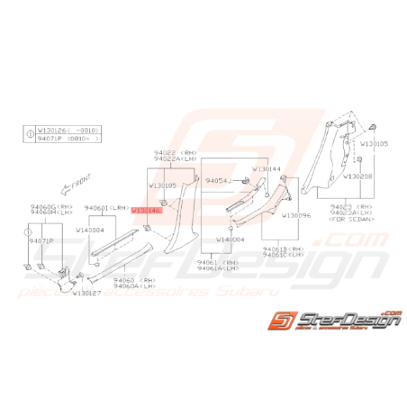 Broche de fixation Origine Subaru WRX STI 2008 - 201436975