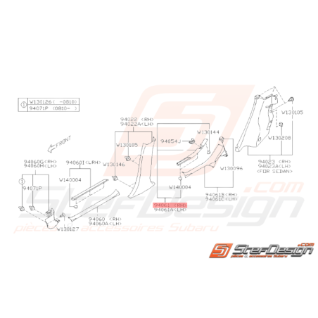 Couvercle Enjoliveur Latéral Arrière INT Origine Subaru WRX STI 2008 - 201436976