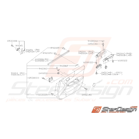 Schéma Garnitures de Portes Avant Origine Subaru WRX STI 2008 - 201437005