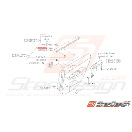 Bande étanchéité Porte Arrière Intérieur Origine Subaru WRX STI 08-1437025