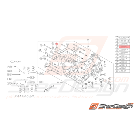 Vis de Boite Origine Subaru GT 1999 - 2000 WRX 2001 - 201037042