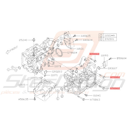 Vis de carter moteur GT WRX STI FORESTER turbo (contour/courte)37112