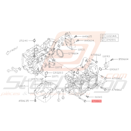 Vis de carter moteur origine Subaru GT WRX STI FORESTER (contour/longue)37114