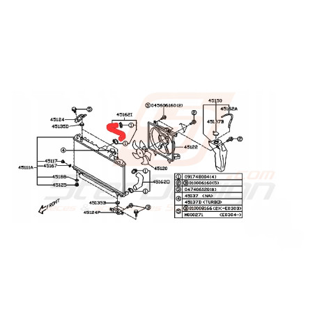 Durite d'eau supérieur origine pour Subaru Legacy EJ20 199937173