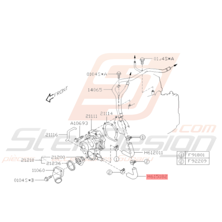 Durite sortie pompe à eau inférieur Origine Subaru GT 93-00 WRX 01-10 STI 01-19 FORESTER 97-0237267