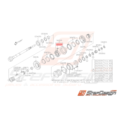 Insertion pour Baladeur 1ère et 2ème vitesse Origine Subaru WRX 2008 - 201037332