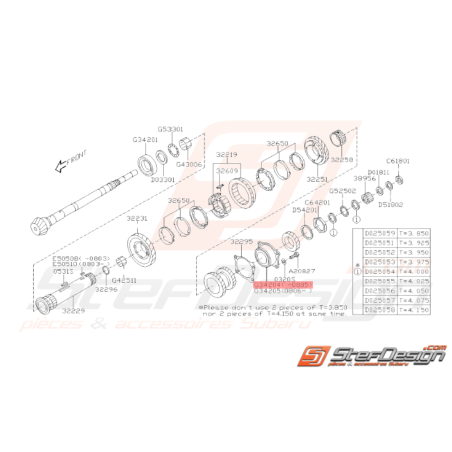 Roulement de boite 5 vitesses arbre secondaire Subaru GT 93 - 00 WRX 01 - 05/0837335