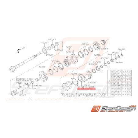 Roulement de boite 5 vitesses arbre secondaire Subaru WRX 06/08 - 1037344