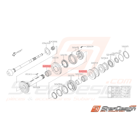 Roulement à aiguille Arbre secondaire Origine Subaru STI 01 - 1437359