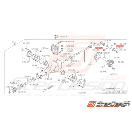 Rondelle Pignon Différentiel Origine Subaru WRX 2008 - 201037582