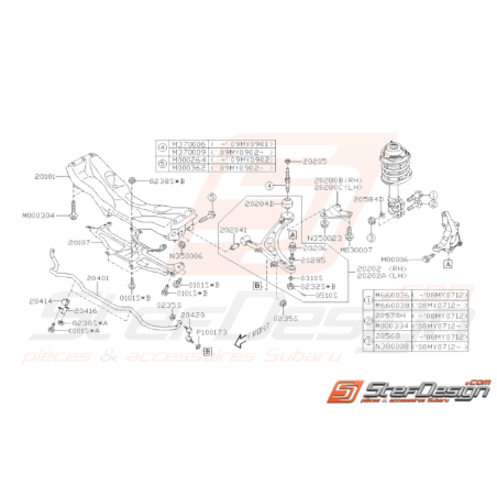 Schéma de Train Avant Origine Subaru STI 2008 - 201037629