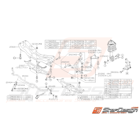 Schéma de Train Avant Origine Subaru STI 2011 - 201437666