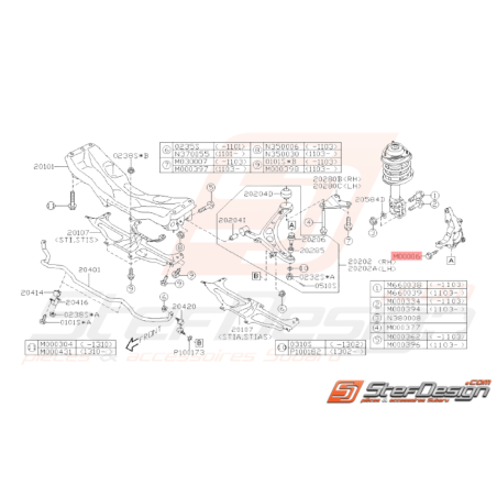 Vis de porte moyeux avant Origine SUBARU WRX STI 2008 - 201437689